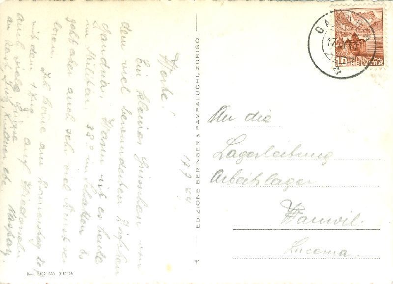 Cartoline postali: Gandria - Strada di ... + 1944 – Usato da Emmenbrücke venduto da teestube 1
