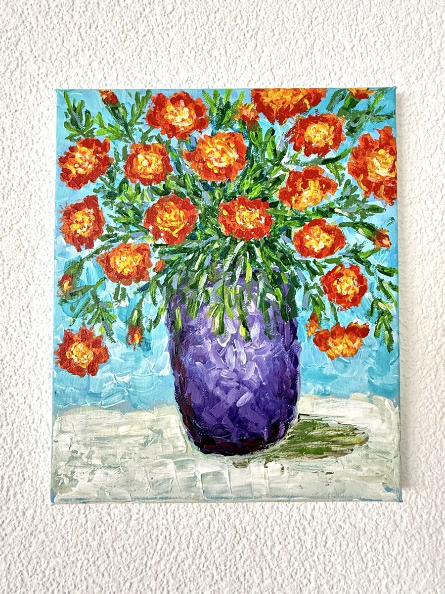 Dipinti: Gemälde auf Leinwand: Blumen. Handgemalt. Stillleben – Nuovo (secondo la descrizione) da Siselen BE venduto da Rolf131 2