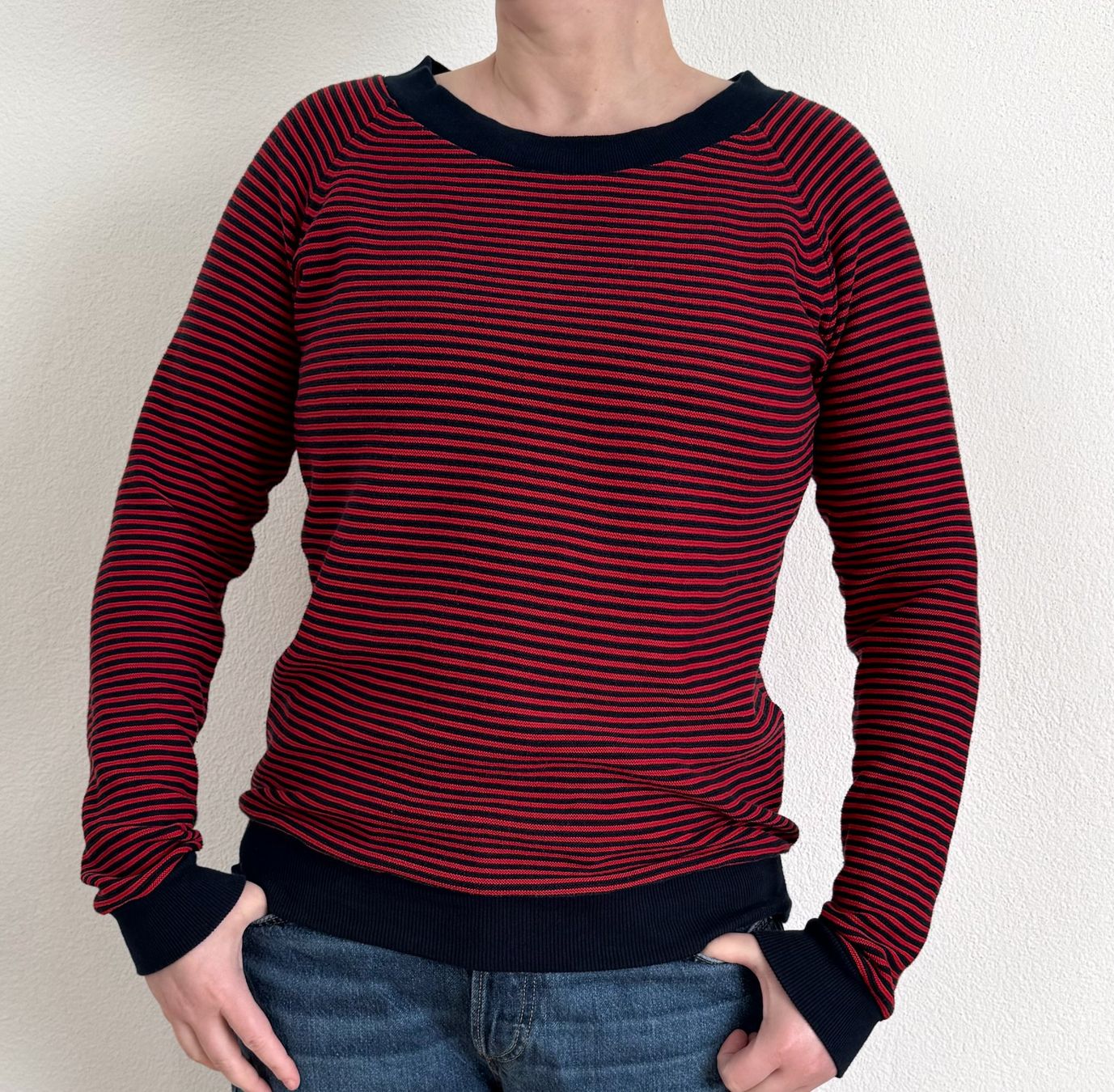 Maglioni & Felpe: Baumwoll Strickpullover rot blau, M, komplett erneuert – Nuovo (secondo la descrizione) da Luzern venduto da good.dog 1