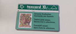 Taxcard 10.- Schweizer Briefmarken Kunstwerke PTT gebraucht