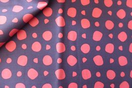 MEZ Stoff - BW pink bubbles auf blau - 75 x 150 cm