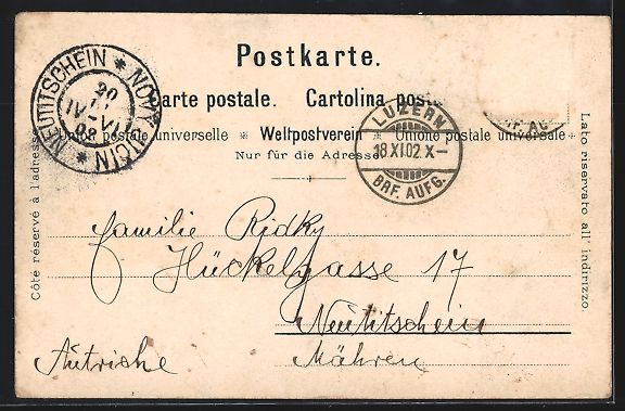 Cartes postales: Lithographie Luzern, Panorama mit Kirche – D'occasion à Berlin par bartko-reher 1