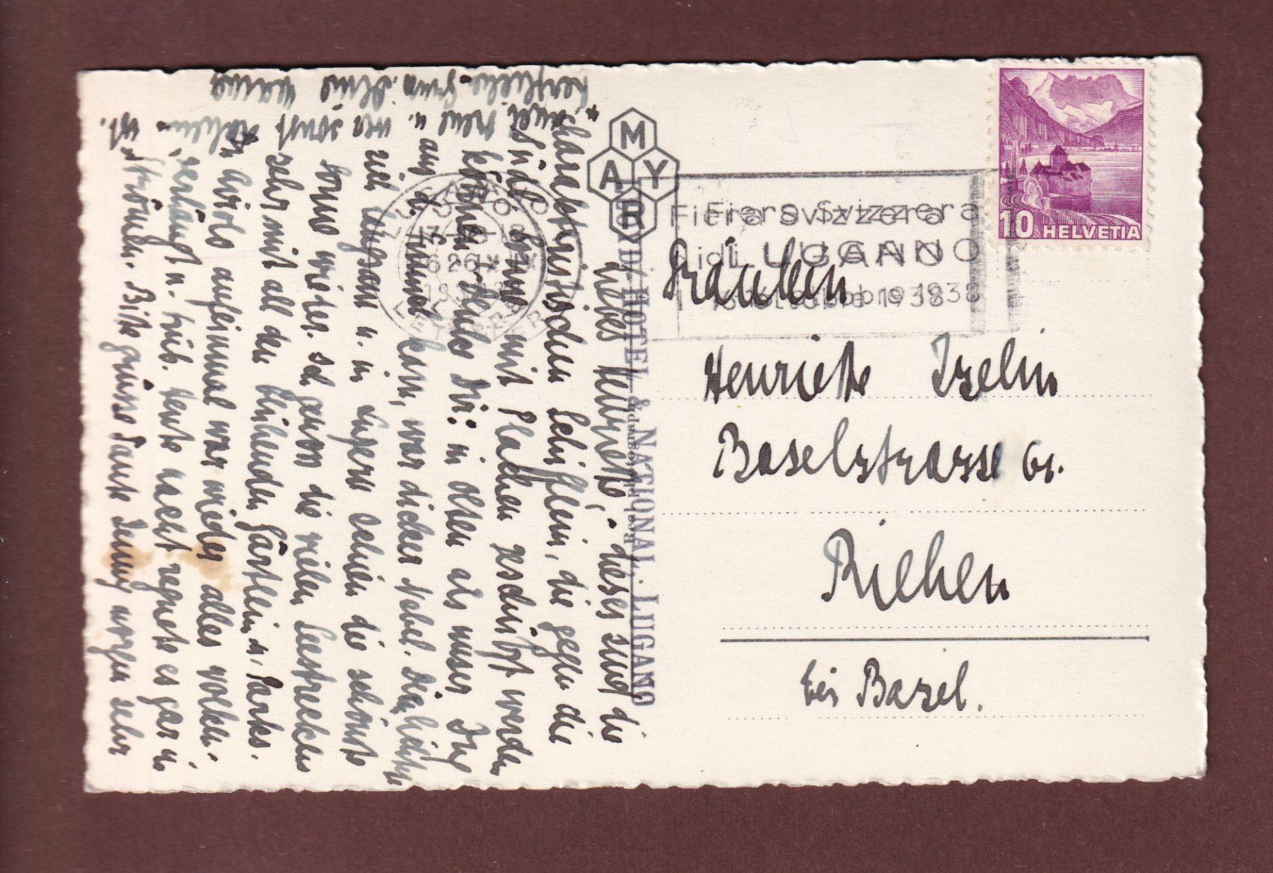 Cartoline postali: LUGANO - Monte Brè - Barca - 1938 – Usato da Pully venduto da nicecards 1