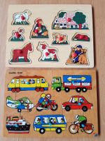 2 HOLZPUZZLE (BAUERNHOF / FAHRZEUGE)