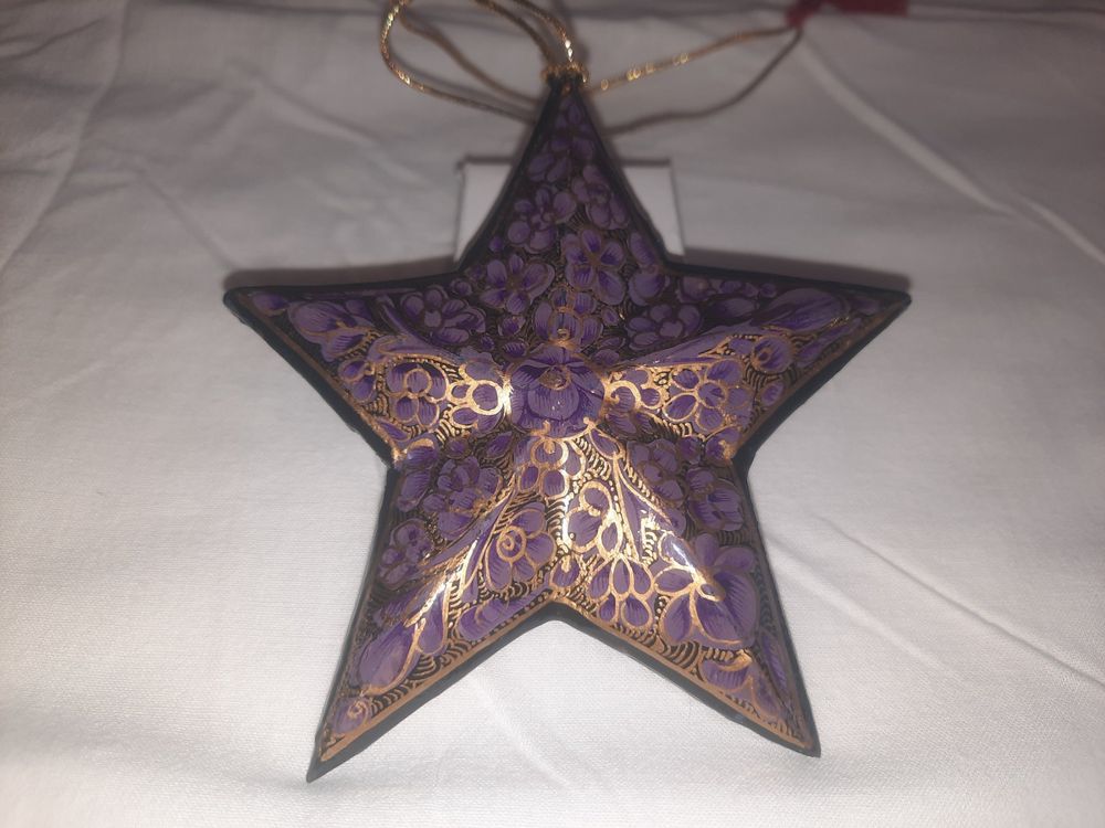 Stern für Weihnachtsbaum aus KASCHMIR!! Handbemaltes Unikat! Kaufen