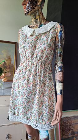 JUMBLE IN THE MILL  UK  Upcycle Tea Dress XS 32 34 Minikleid