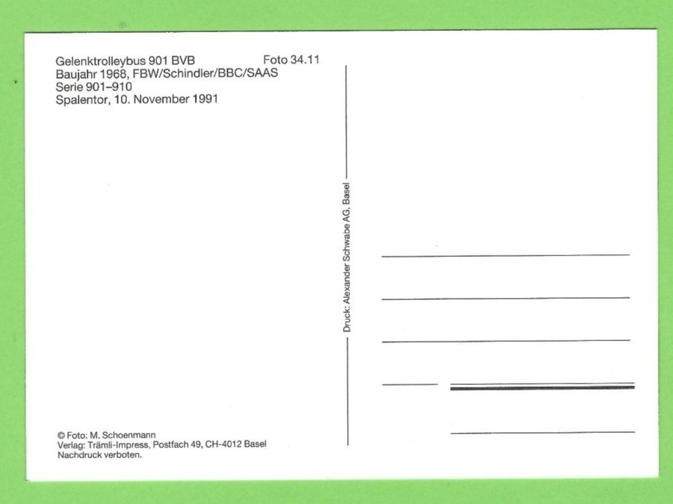 Cartoline postali: Basel Gelenktrolleybus BVB – Usato da Zürich venduto da t24_de 1