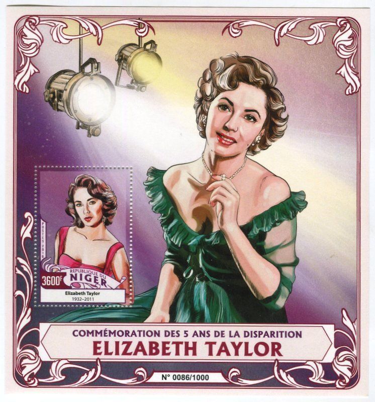 Alle Briefmarken: Block "Elizabeth Taylor". Niger. – Neu und originalverpackt aus Basel von Butsch5