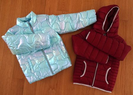 2 Steppjacken Minoti eisblau metallic Rot Lupilu Gr 128 122