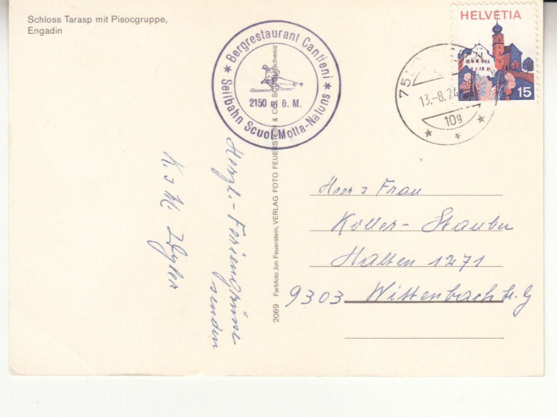 Ansichtskarten: Tarasp 1974 – Gebraucht aus Bürglen TG von StampGraf 1
