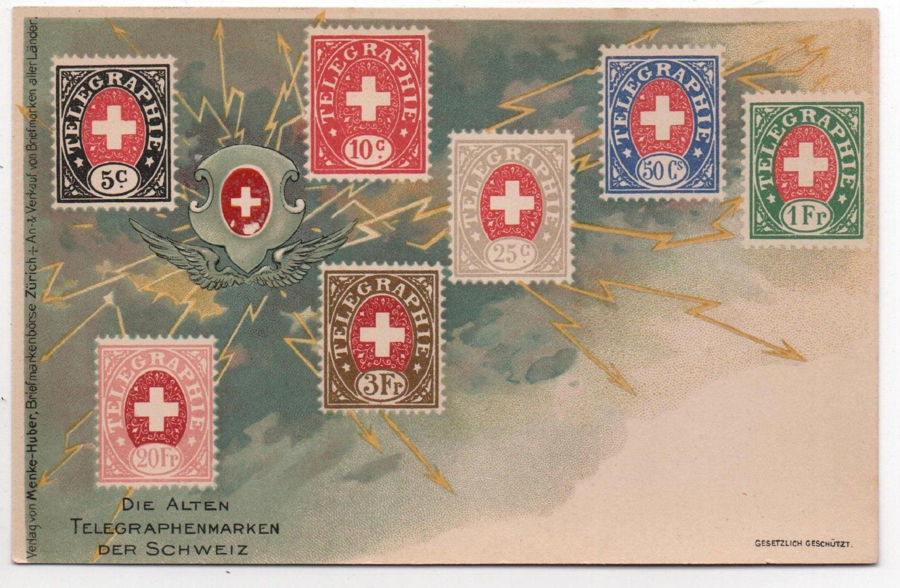 Cartes postales: Die alten TELEGRAPHENMARKEN der Schweiz – Neuf (Voir description) à Jona par philajona