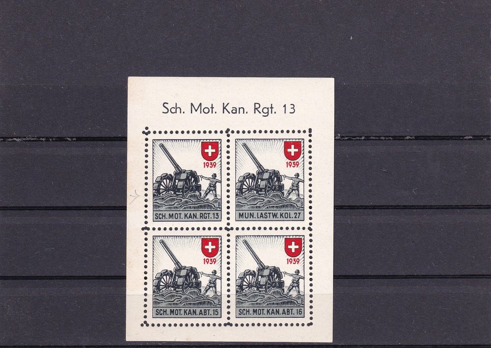 Tutti i francobolli: Artillerie Sch.Mot.Kan.Rgt.13: Nr. 94a + b – Nuovo (secondo la descrizione) da Birsfelden venduto da Sakurajima