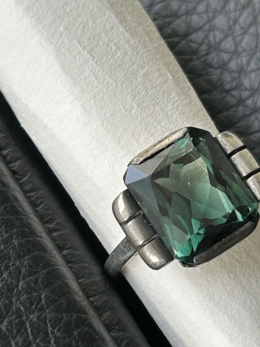Anelli: Ring Art Deco Silber mit grünem Stein – Usato da Reinach BL venduto da meinstil 2