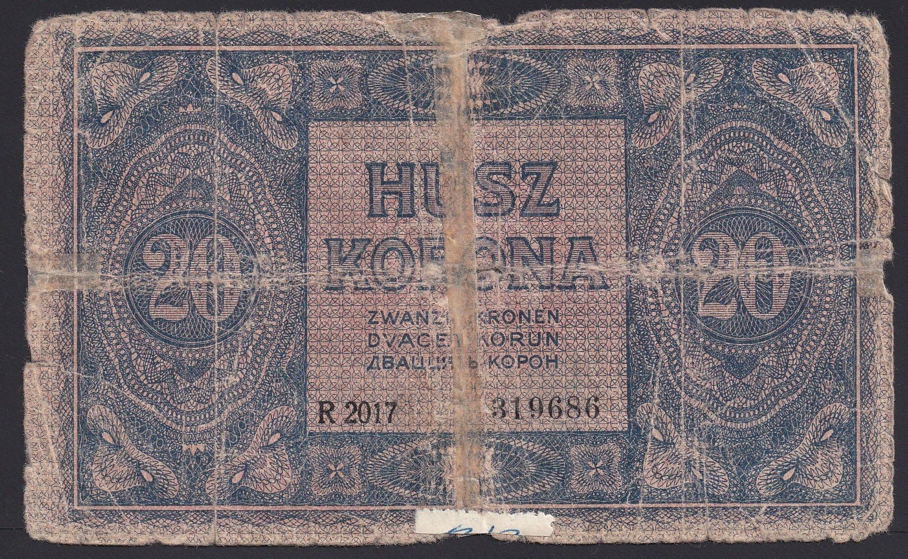 Banknoten: Ungarn 20 Korona 1919 – Gebraucht aus Brugg AG von banknoten_muesli 1