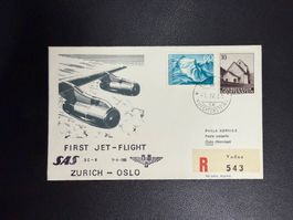 SAS Erstflugbrief Zürich - Oslo ab FL 1965
