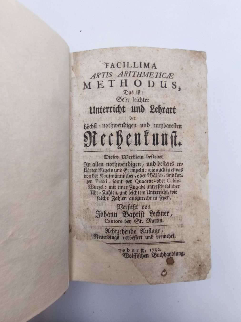 Libri: MATHEMATIK - LECHNER - 1792 – Usato da Goldach venduto da Gaip