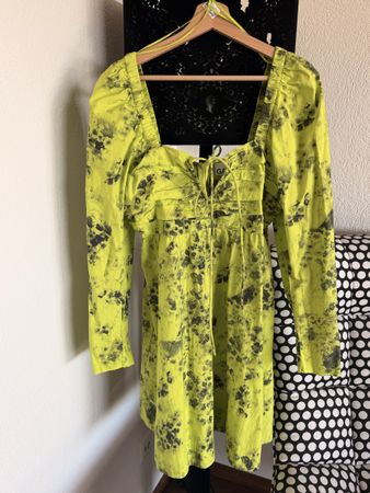 Ganni Dress tie dye lime green size S new