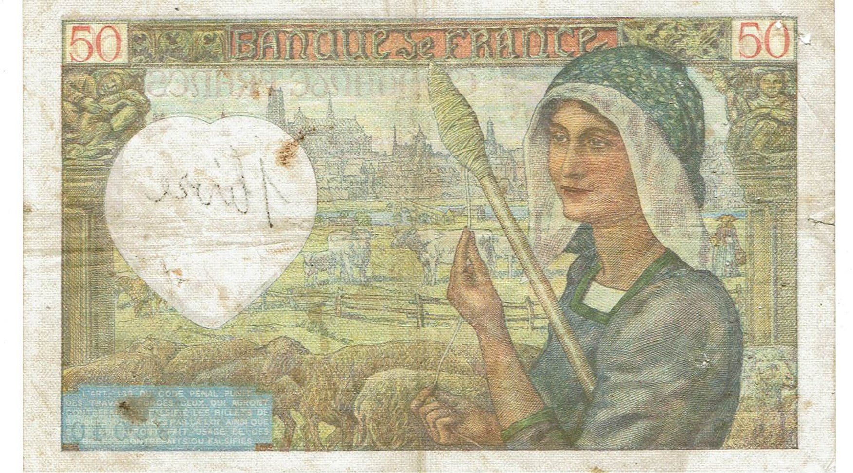 Banconote: Frankreich 50 Francs 24.04.1941 SS+ – Usato da Steffisburg venduto da ber_8htf 1