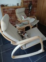 2 IKEA POÄNG Schaukelstühle – Birkenfurnier / Beige