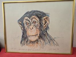 Persönliche Litho von  Fritz Hug, mit Widmung