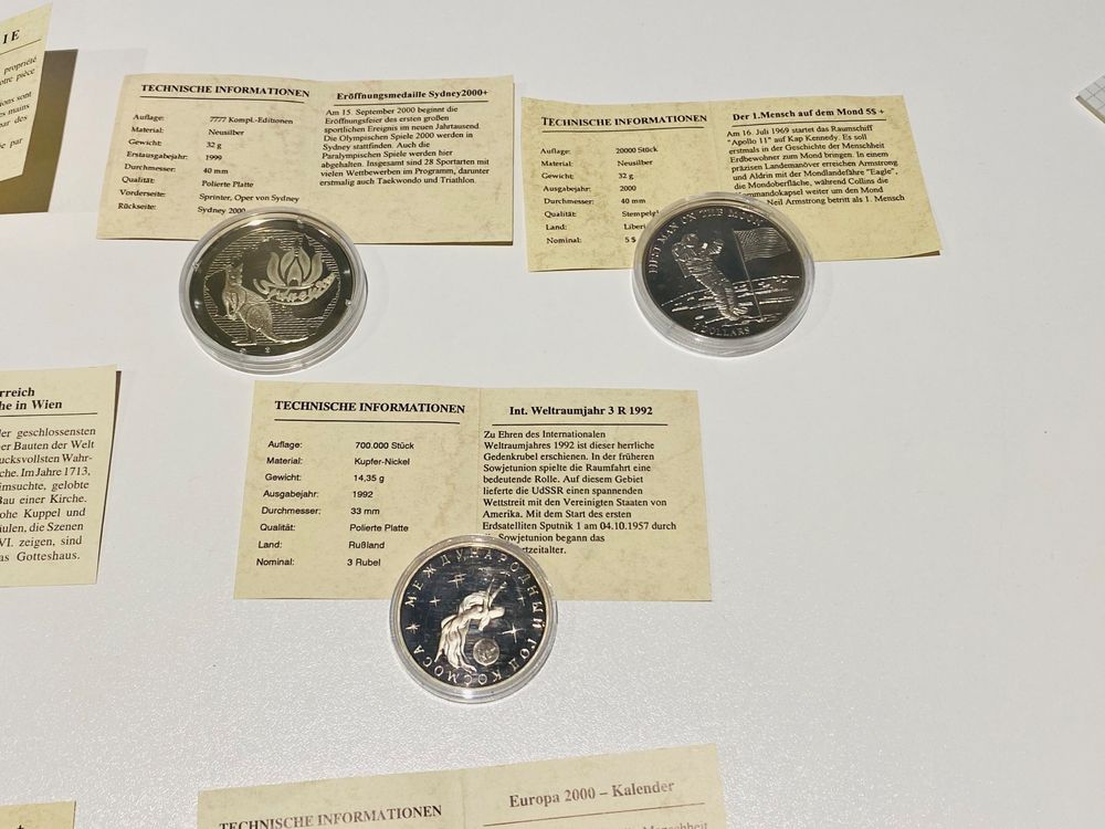 Box 7x Münze Medaille Rubel Sydney Zertifikat Neusilber 235g (Neu ...
