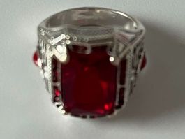 Roter Vintage Ring, Metall, Grösse 8 - neuwertig!