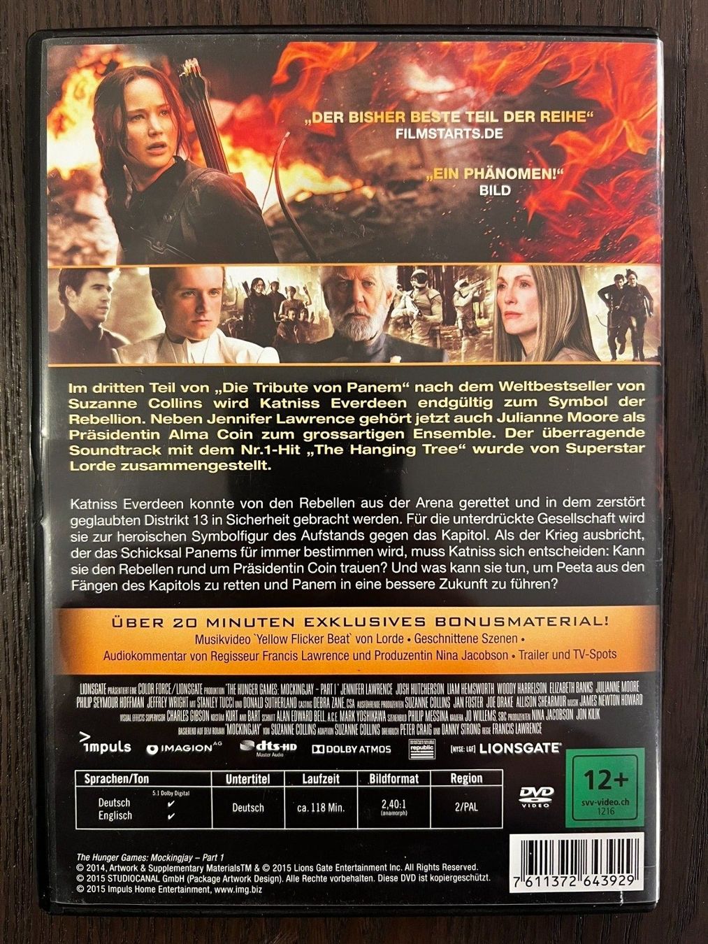 Tutti i DVDs: Die Tribute von Panem Mockingjay - Teil 1 – Usato da Zürich venduto da FilmFreunde 1