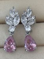 Luxus Elegante Zirkonia Ohrstecker Farbe: Silber/ Rosa