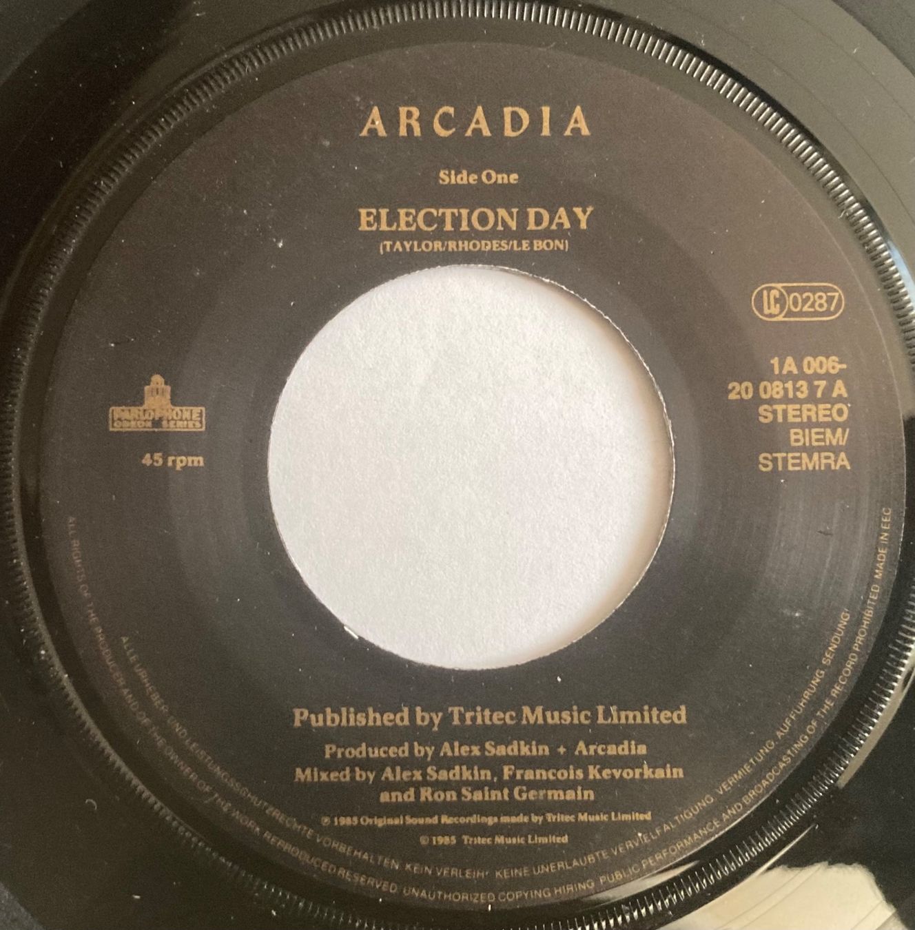 Vinyles: ARCADIA - ELECTION DAY – D'occasion à Poliez-Pittet par Newtown-Records 2