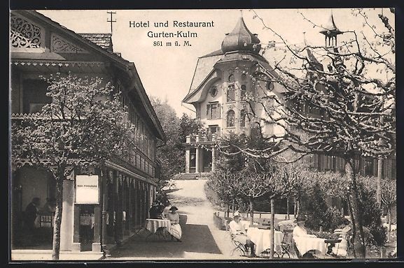 Cartoline postali: Gurten-Kulm, Ansicht vom Hotel-Restauran – Usato da Berlin venduto da bartko-reher