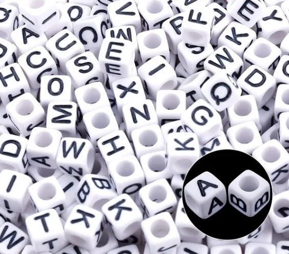 Perle (finte): 100 Buchstaben Perlen Würfel – Nuovo e nell'imballaggio originale da Dintikon venduto da Vexi