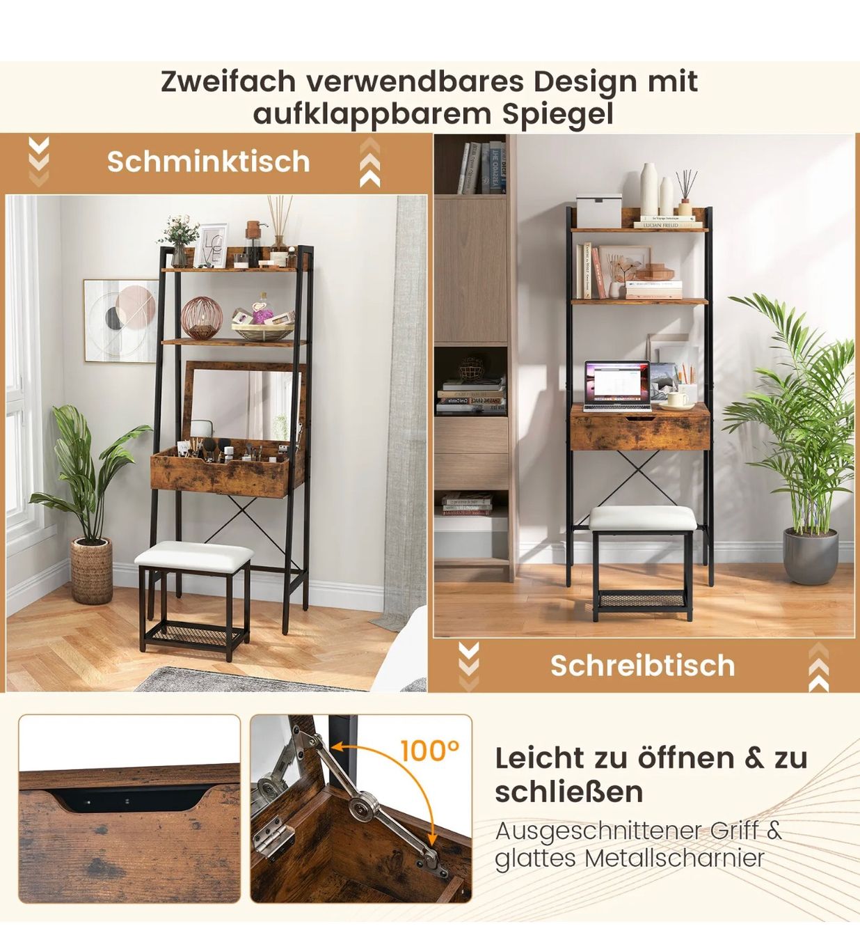 Tavoli da trucco: + 2 in 1 Schminktisch  Hocker Frisiertisch Kosmetiktisch m – Nuovo e nell'imballaggio originale da Amriswil venduto da JaJa-Express 1
