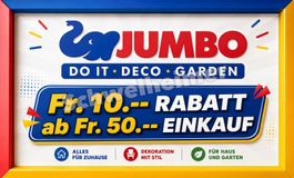 JUMBO: 10.-- Rabatt auf alles Gutschein ab Fr. 50.-- 22.1.27