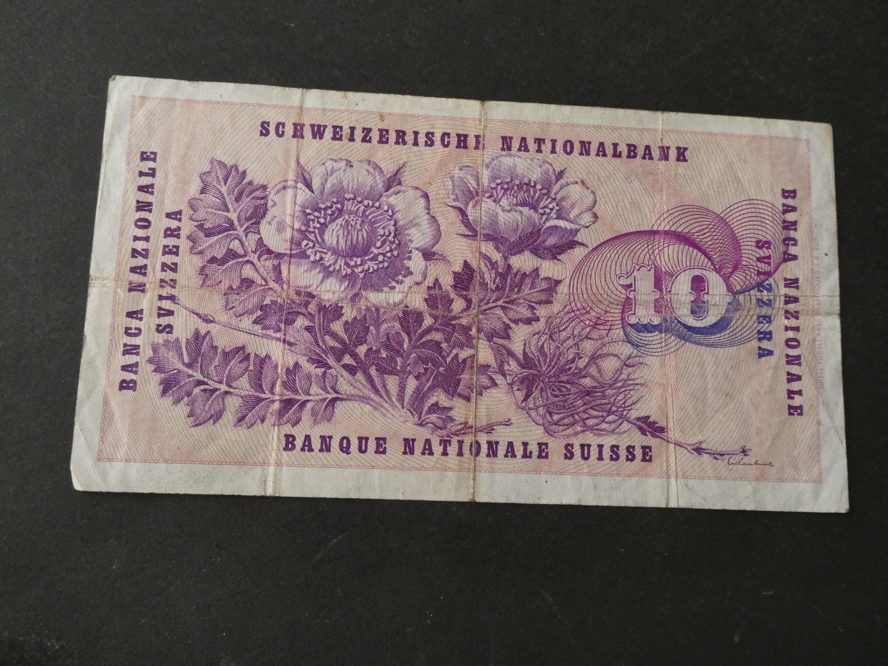 Banconote: Schweiz 1973, 10 Franken – Usato da Hinterforst venduto da Rohusri 1