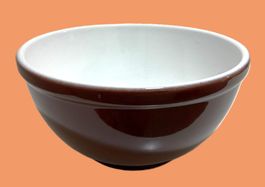 Teigschüssel Salatschüssel Rössler Porzellan weiss braun 26