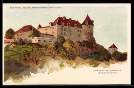Lithographie Gruyère, Chateau de Gruyère