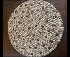 Round felted stone rug, natural colors, 2 m diameter