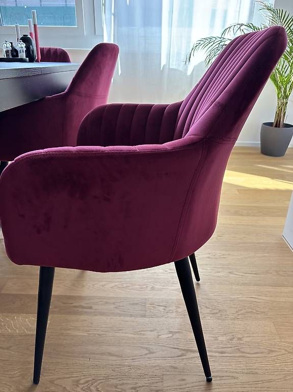 Stühle: 6 Samtstühle Bordeauxrot/Himbeerrot – Gebraucht aus Luzern von fbi_c6rs 2