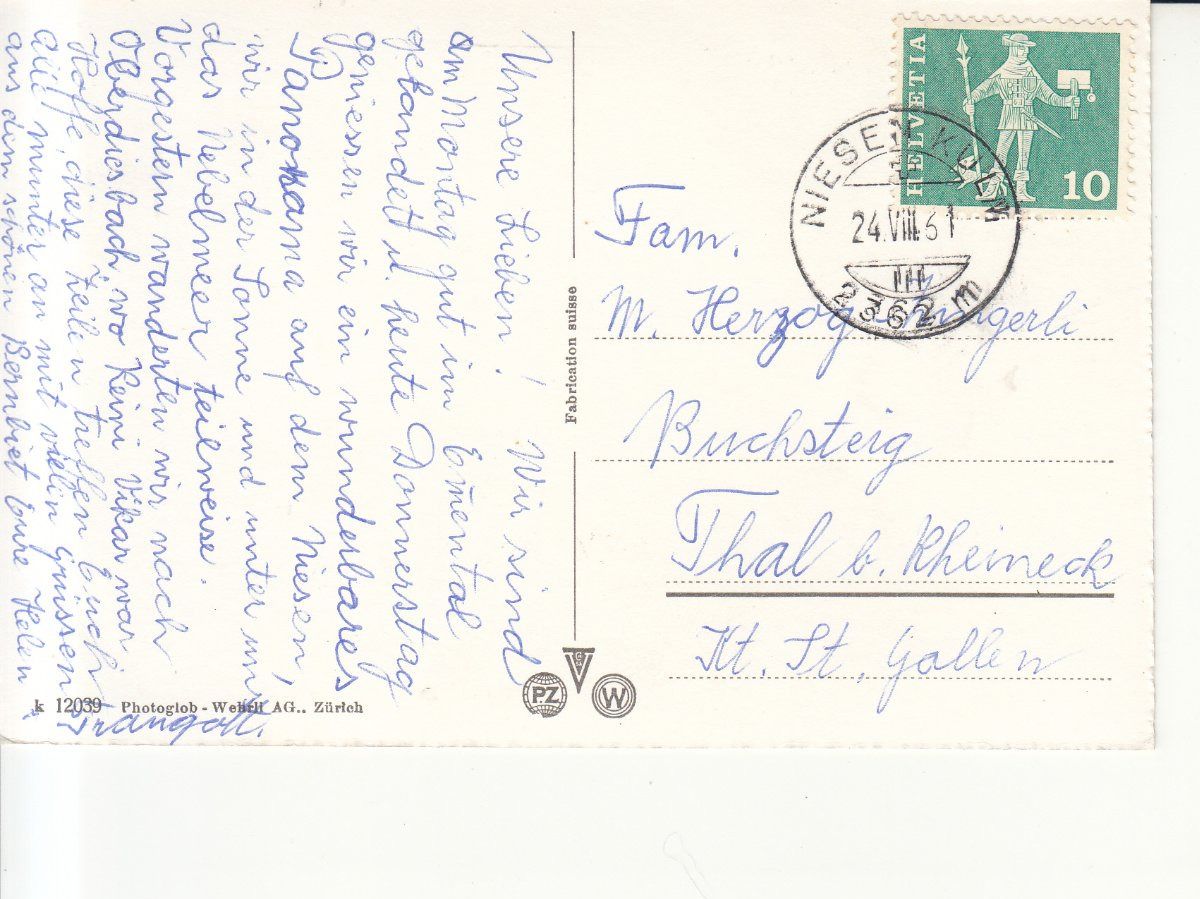 Cartoline postali: Thun 1961 – Usato da Bürglen TG venduto da StampGraf 1