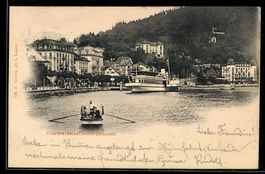 AK Luzern, Vierwaldstättersee-Brunnen, Ruderboot, Dampfer