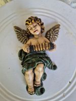 Engel Figur mit Ziehharmonika-Charm, Wanddeko Vintage