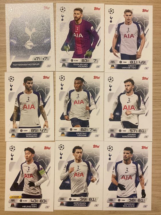 Topps Match Attax 25/26 Tottenham Hotspur komplett 1-9 (Neu (gemäss ...