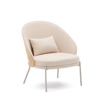 Kave Home Sessel Eamy Stoff beige Eschenfurnier natur