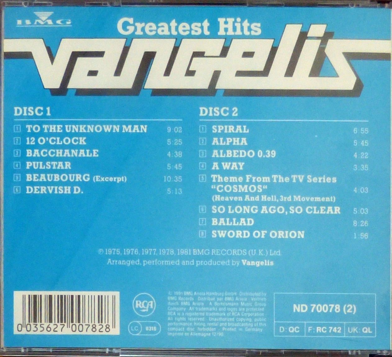 CDs: Vangelis - Greatest Hits – D'occasion à Dietikon par immortal-stars 1