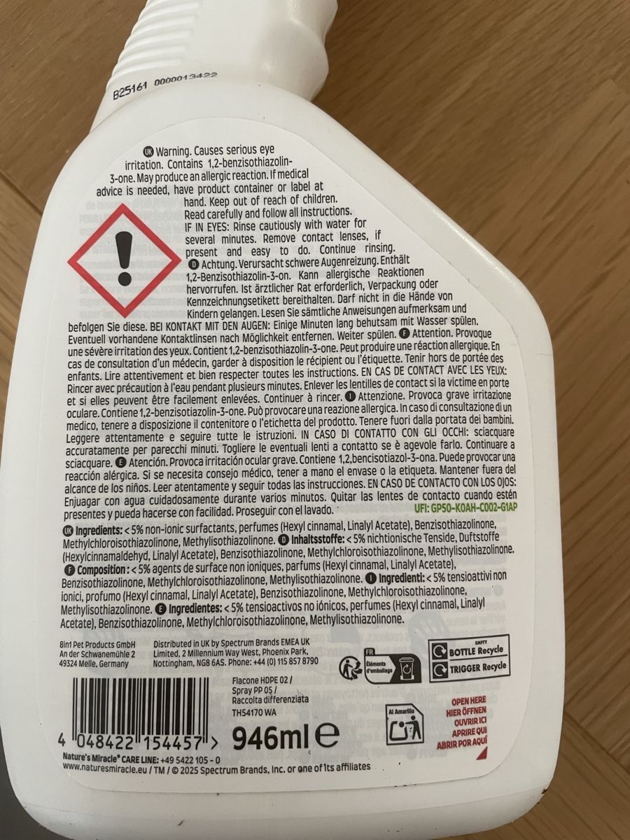 Prodotti di pulizia: Nature's Miracle Fleckenentferner 2x 946ml neu – Nuovo (secondo la descrizione) da Aarau Rohr venduto da keedom 1