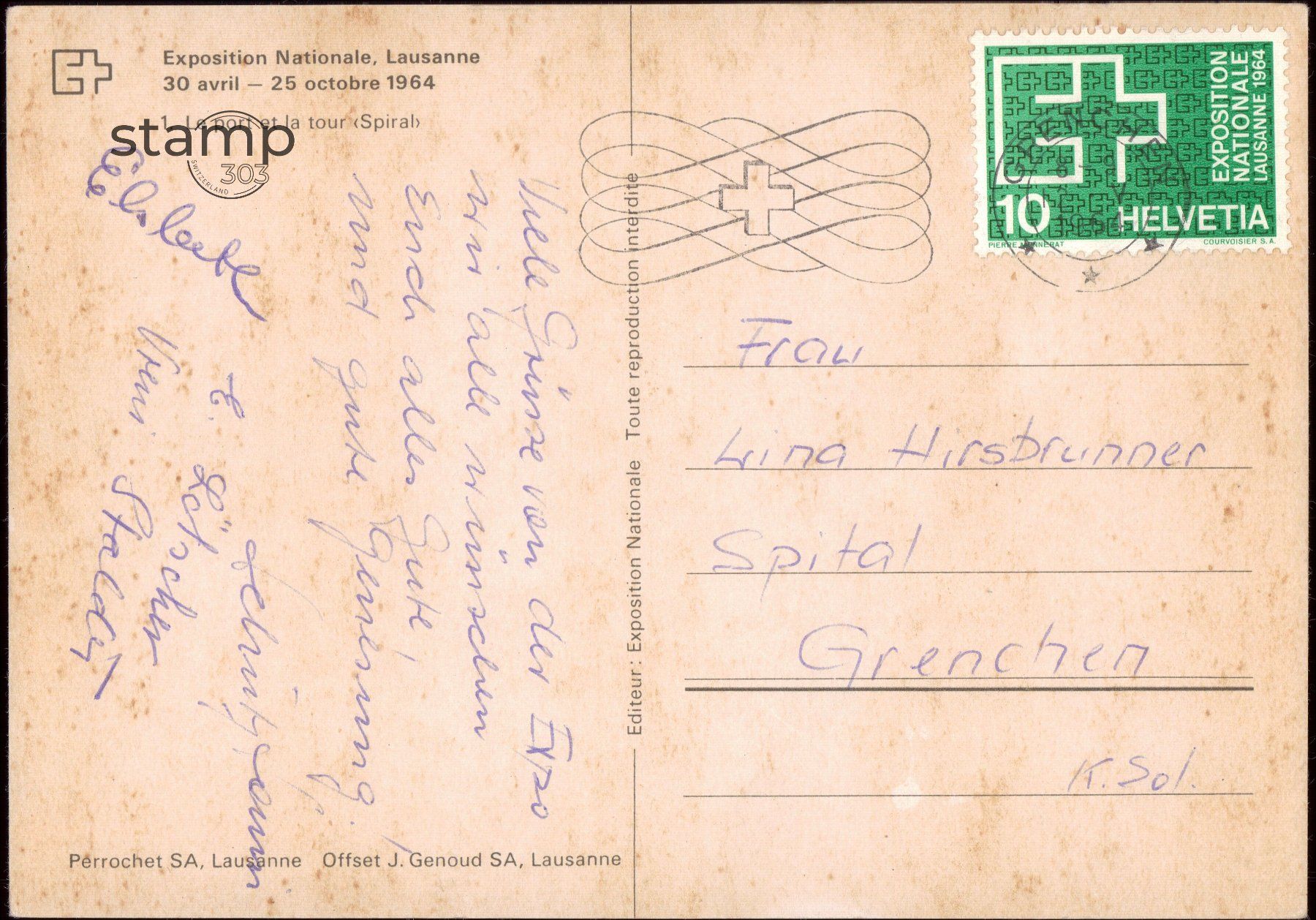 Cartoline postali: 1964 AK Lausanne EXPO – Usato da Eggersriet venduto da stamp303 1