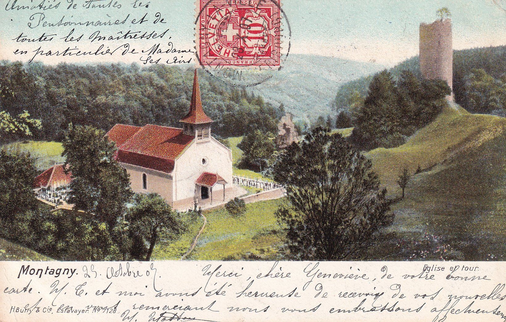 Cartoline postali: Montagny  FR        um 1907 – Usato da Brig venduto da Valcards54