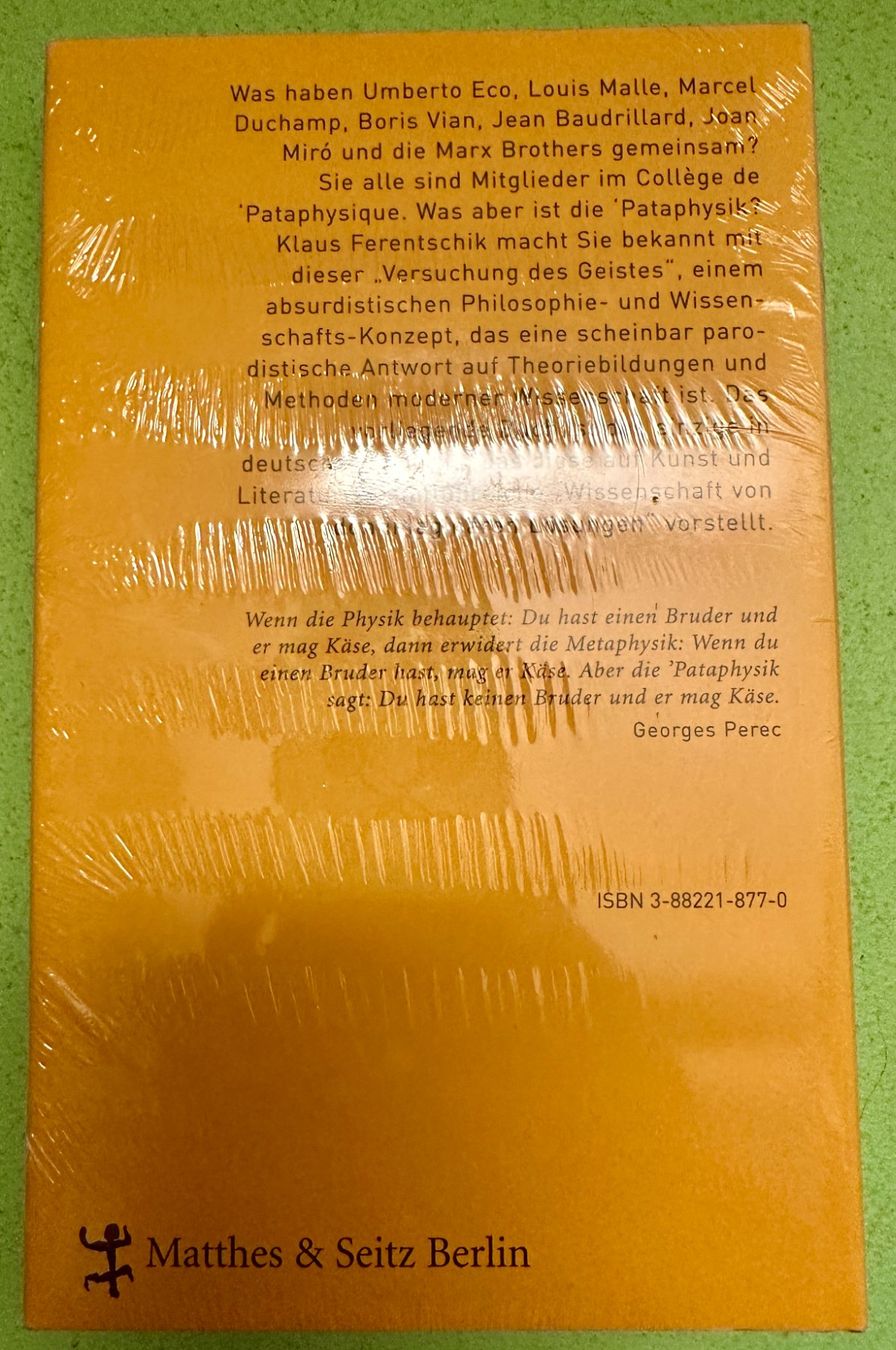 Libri: Klaus Ferentschik: 'Pataphysik. – Usato da Zürich venduto da allp 1