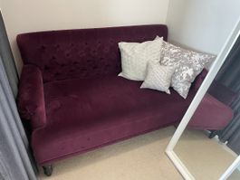 Samt Sofa aubergine, Top Zustand!