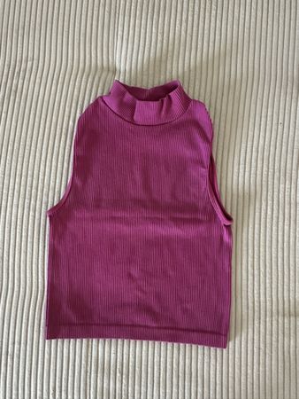 Pinkes Tank-Top/ Rollkragen-Top | Grösse S | Kurzarm | Se